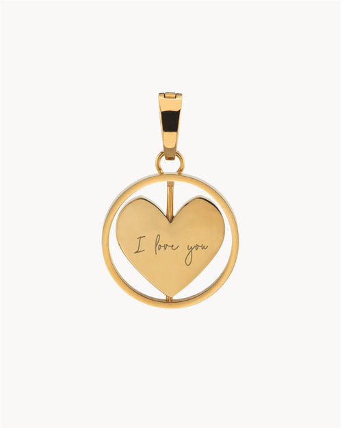 I Love You Heart Spin Pendant, Gold