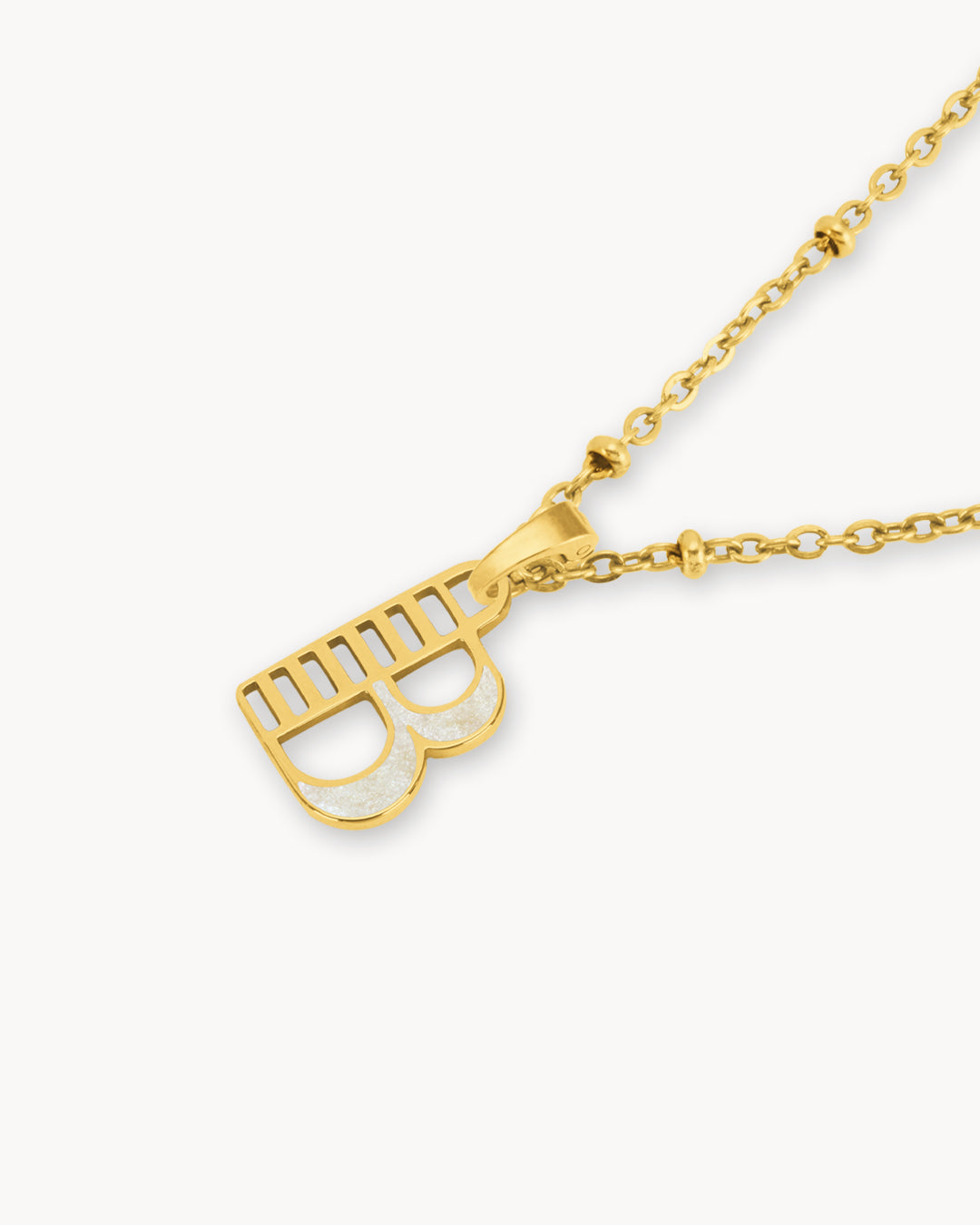 B Dainty Sigill Necklace Set, Gold