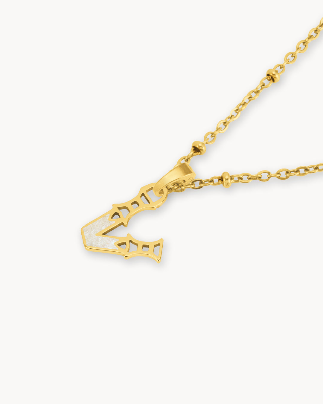 V Dainty Sigill Necklace Set, Gold