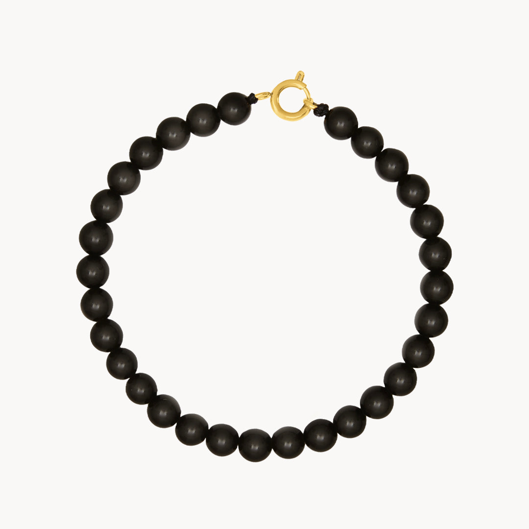 Power Stone Black Onyx Charm Bracelet, Gold