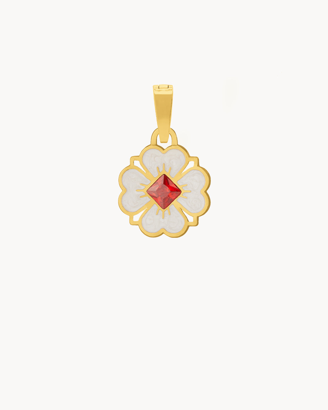 Dainty Lucky Love White Flower Pendant, Gold