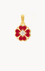 Dainty Lucky Love Red Flower Pendant, Gold