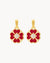 Dainty Lucky Love Red Flower Earring Pendants, Gold