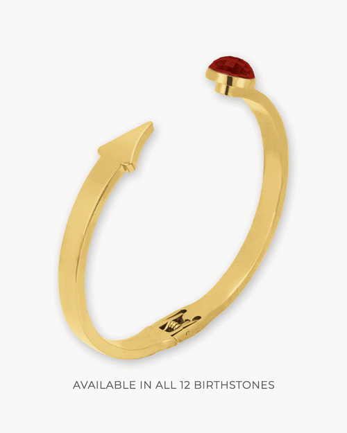 Ensemble de bracelets avec pierre de naissance Cupidon, or avec boîte à bijoux rouge