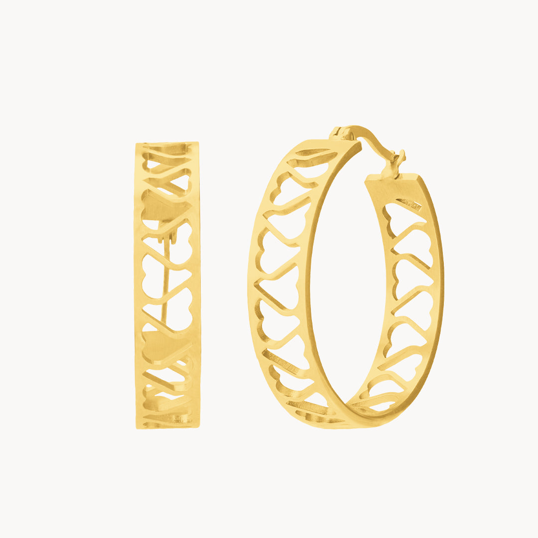 Lucky Love Hollow Statement Hoop Earrings, Gold