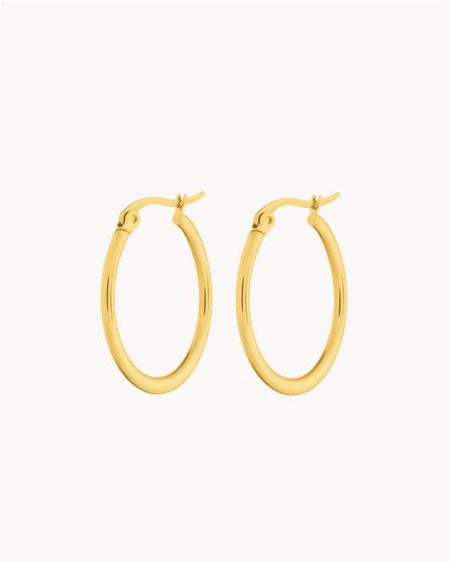 Large Signature Hoops, Gold