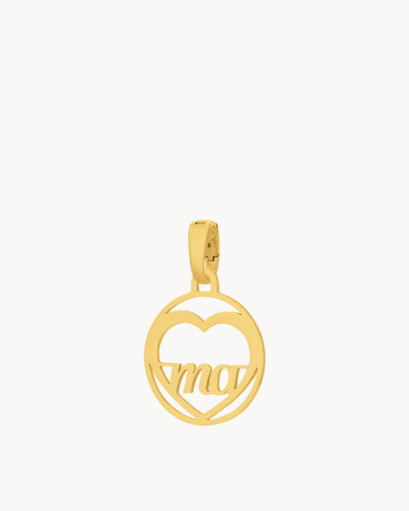 “Ma” Dainty Heart Hollow Pendant, Gold