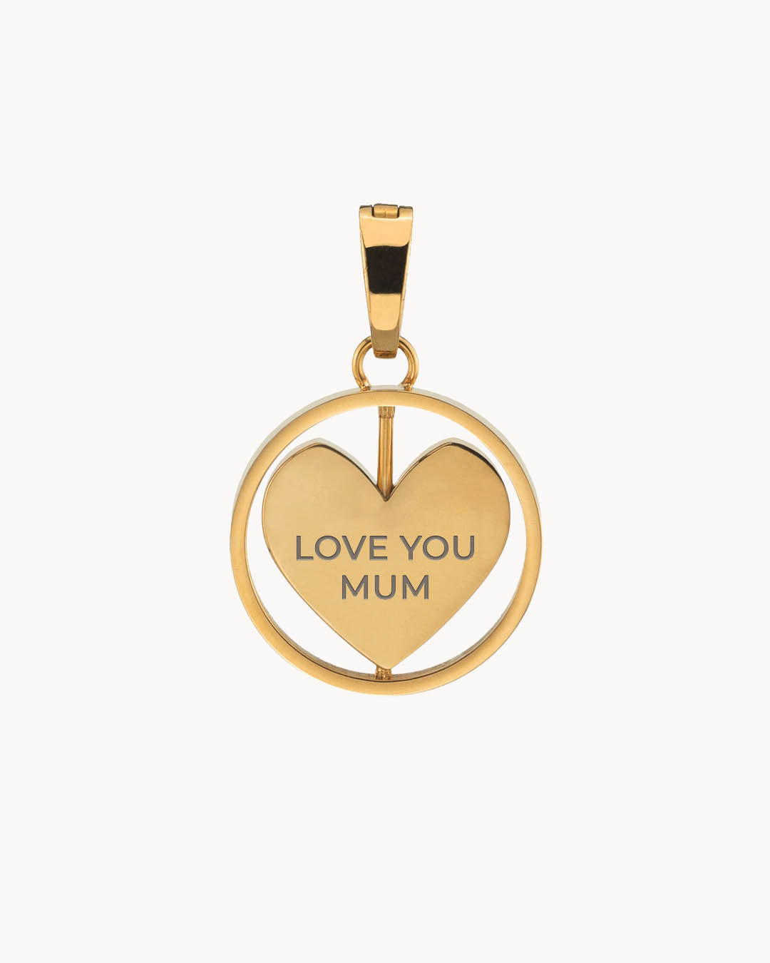 Mum Heart Spin Engraved Pendant, Gold