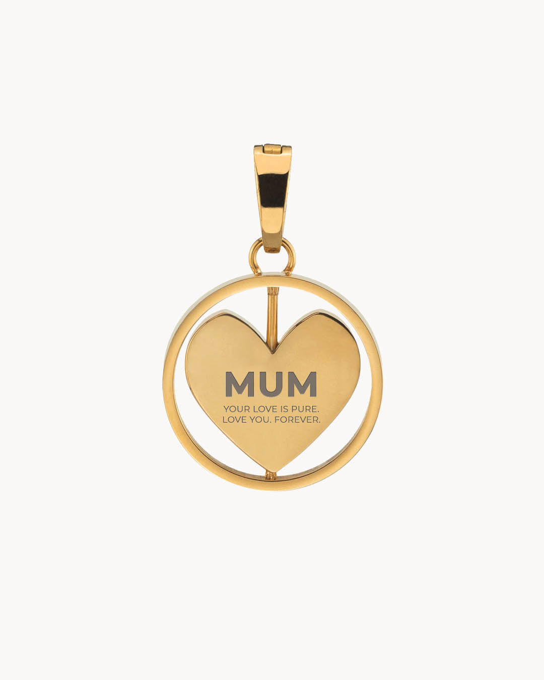 Mum Heart Spin Engraved Pendant, Gold