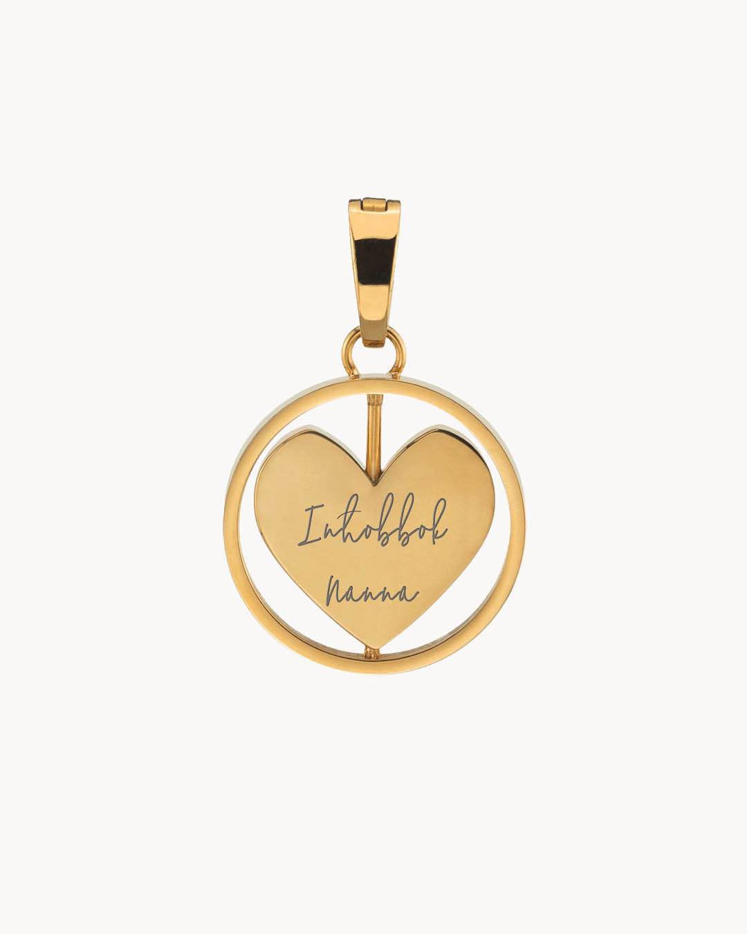 Nanna Heart Spin Engraved Pendant, Gold
