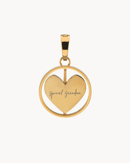 Mum Heart Spin Engraved Pendant, Gold