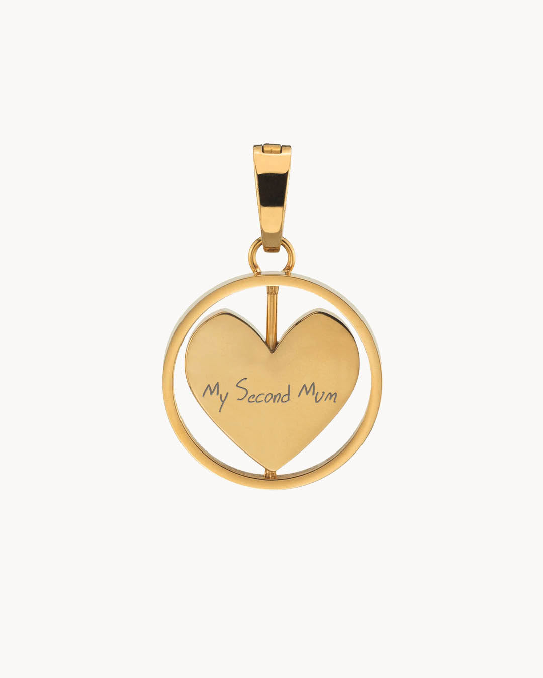 Nanna Heart Spin Engraved Pendant, Gold