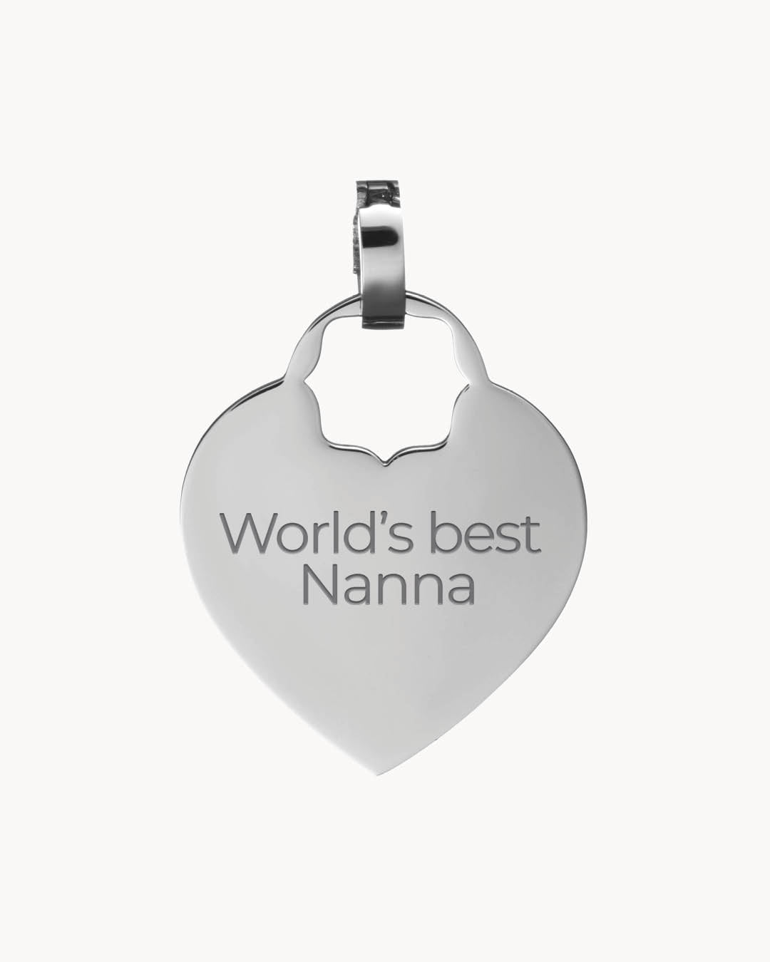 Nanna Heart Engraved Pendant, Silver