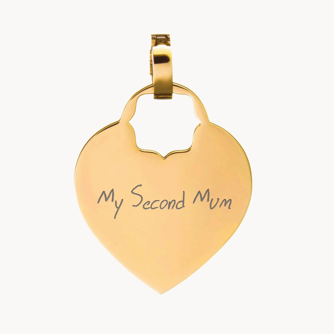 Nanna Heart Engraved Pendant, Gold
