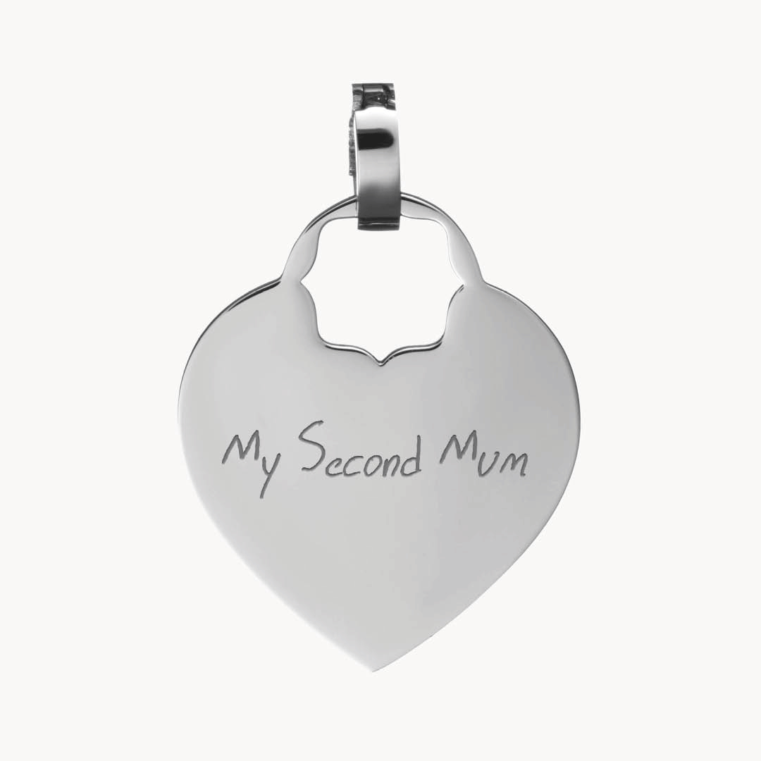 Nanna Heart Engraved Pendant, Silver