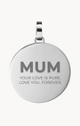 Mum Medium Disc Engraved Pendant, Silver