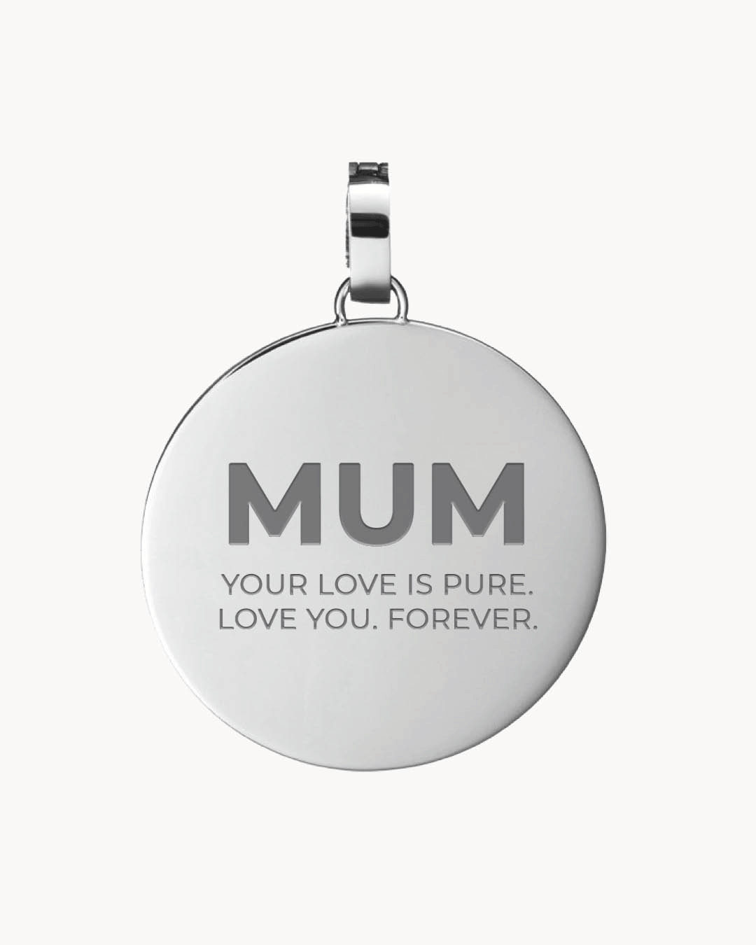 Mum Medium Disc Engraved Pendant, Silver