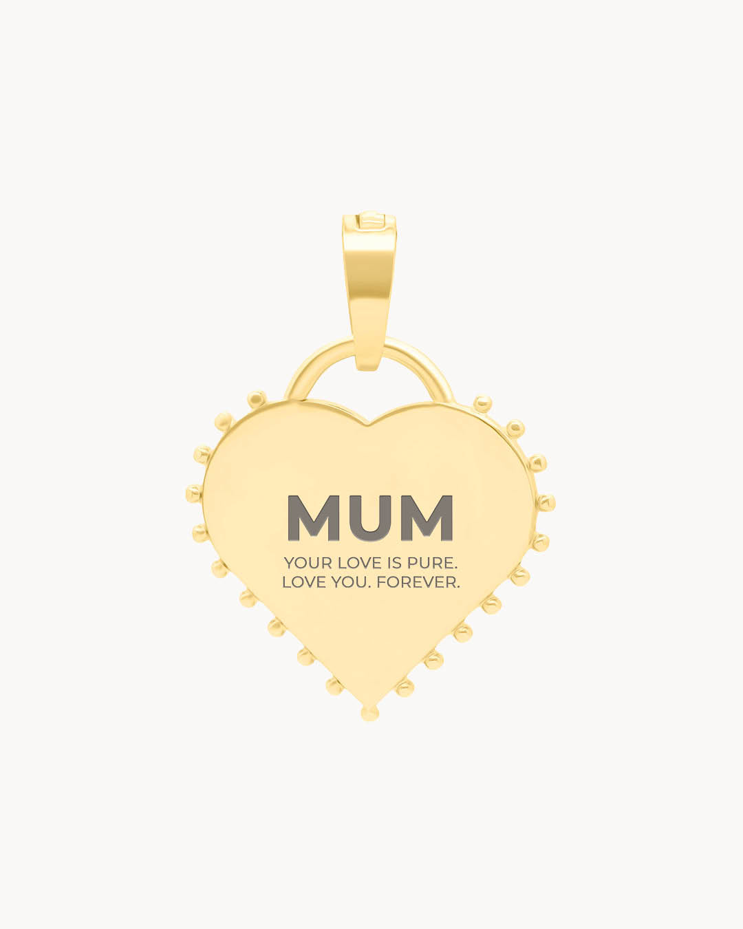 Mum Studded Heart Engraved Pendant, Gold