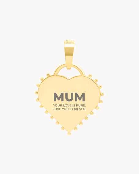 Μενταγιόν Mum Studded Heart χαραγμένο, χρυσό