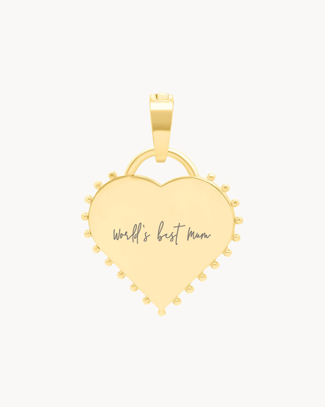 Mum Studded Heart Engraved Pendant, Gold
