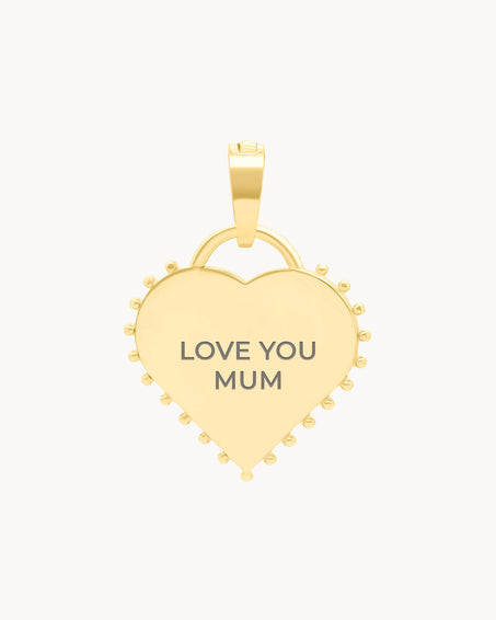 Mum Studded Heart Engraved Pendant, Gold