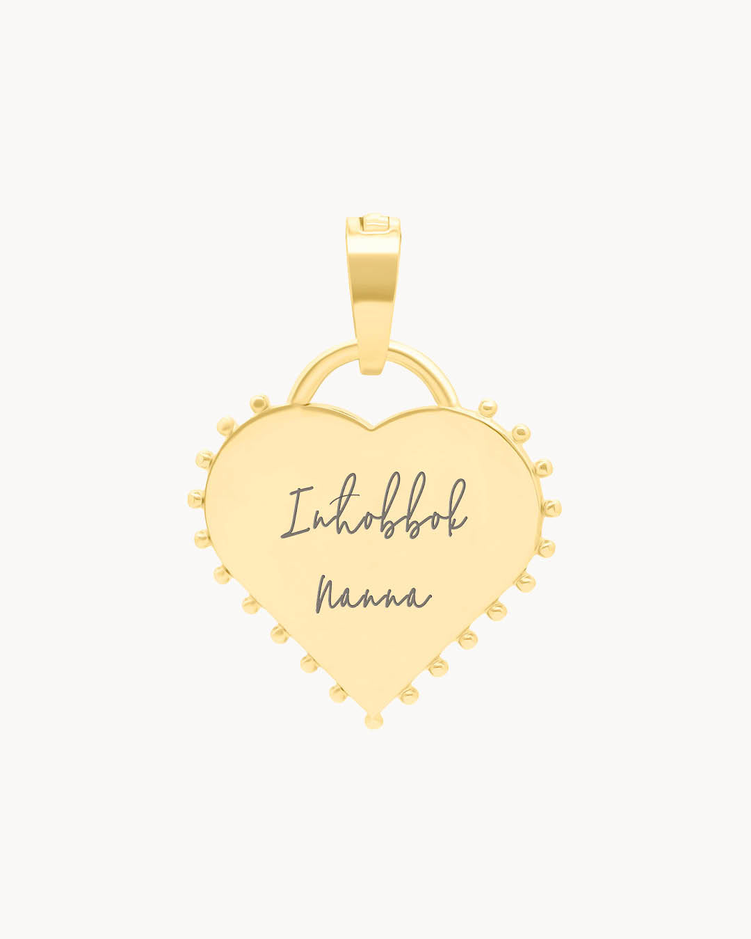 Nanna Studded Heart Engraved Pendant, Gold