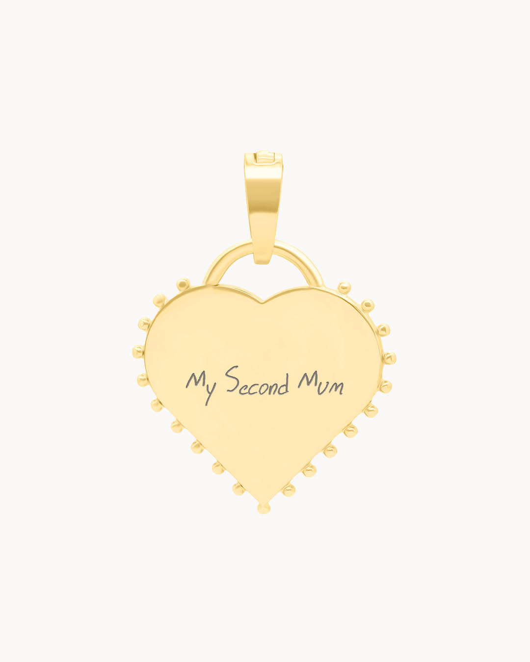 Nanna Studded Heart Engraved Pendant, Gold