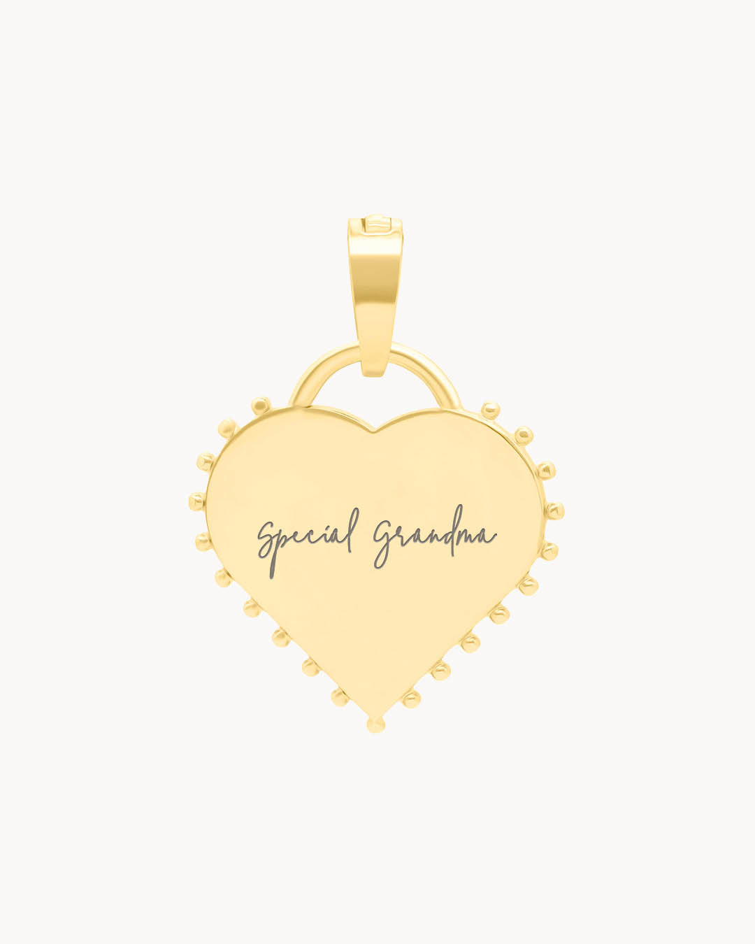 Nanna Studded Heart Engraved Pendant, Gold
