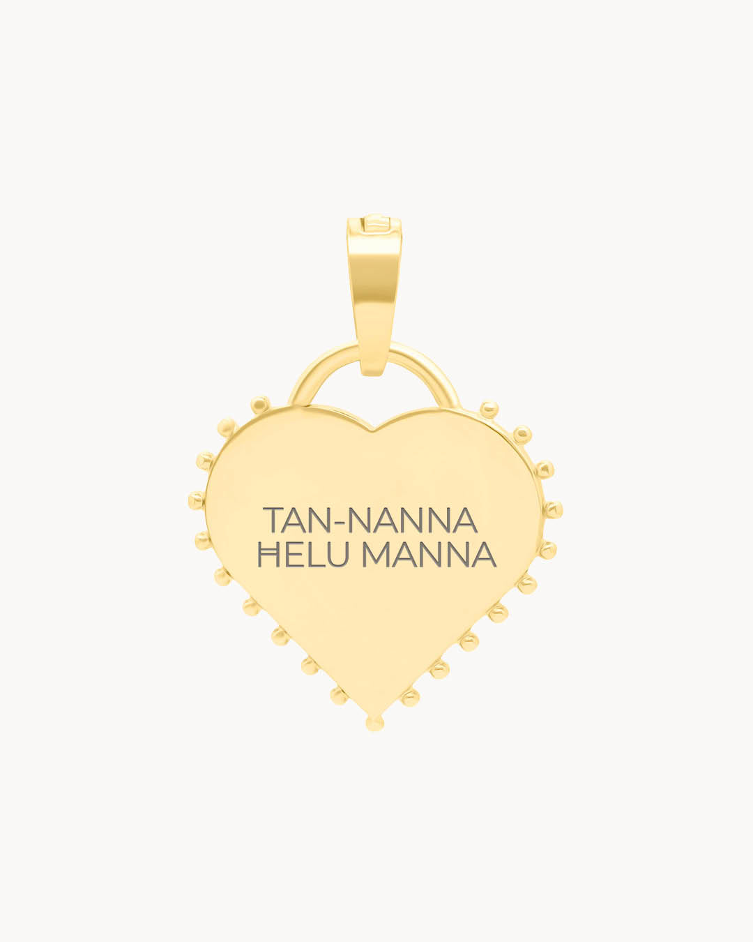 Nanna Studded Heart Engraved Pendant, Gold