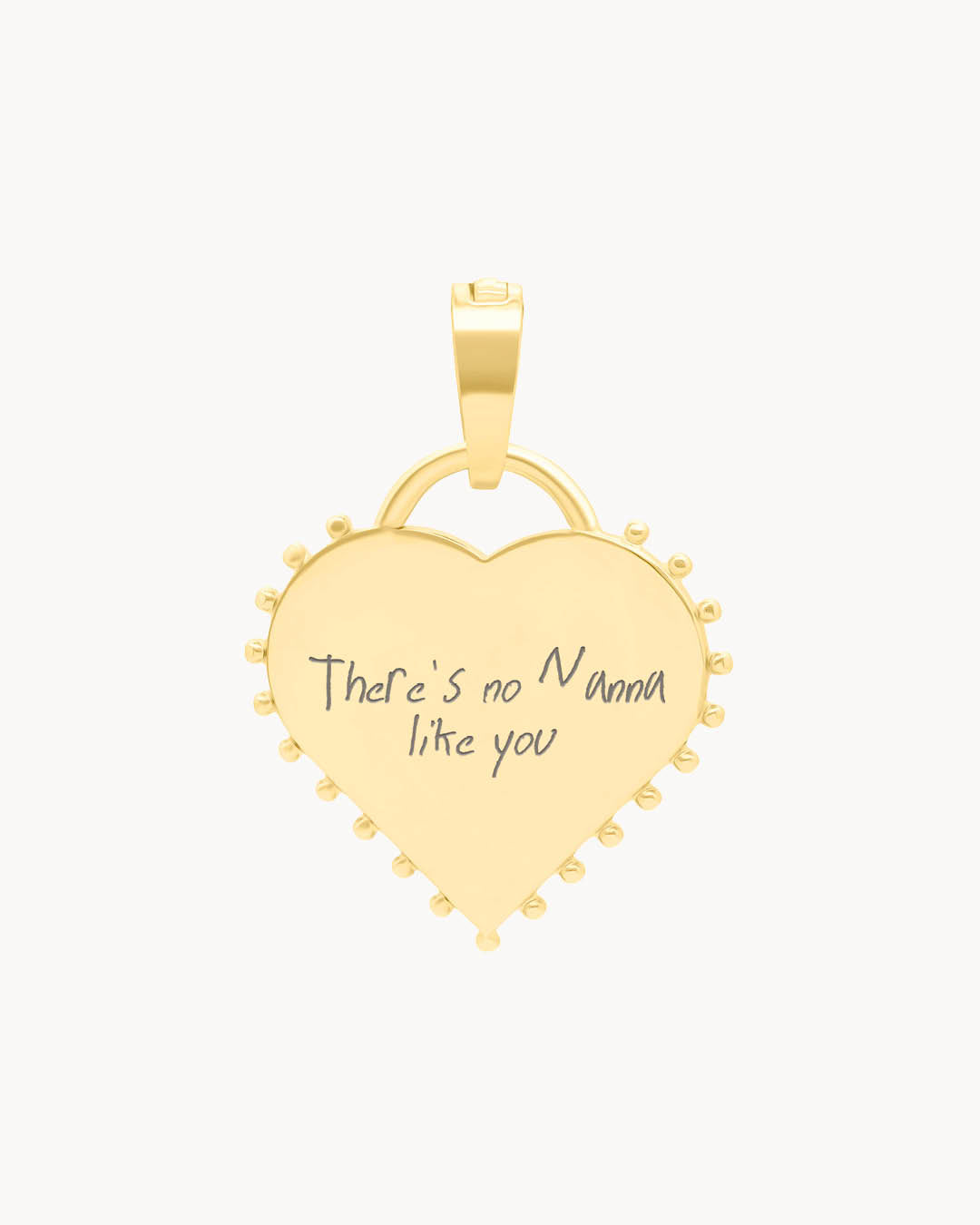 Nanna Studded Heart Engraved Pendant, Gold