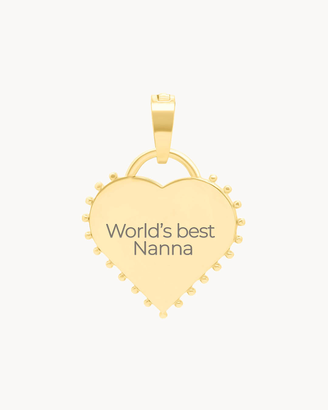 Nanna Studded Heart Engraved Pendant, Gold