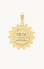 Mum Sun Spin Engraved Pendant, Gold