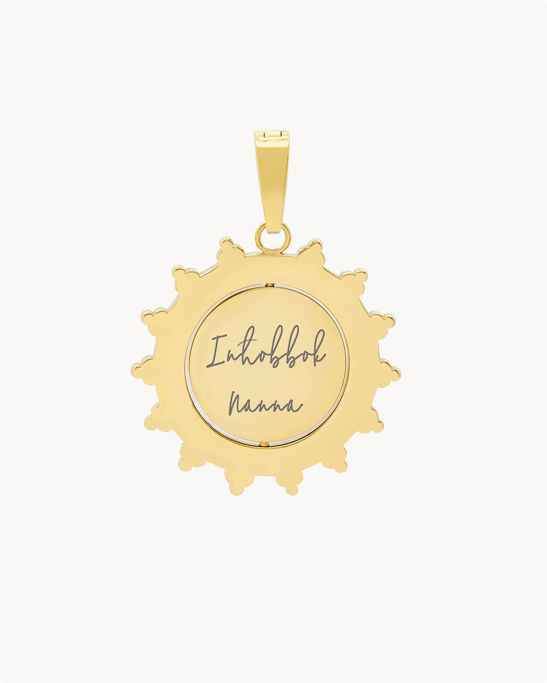 Mum Sun Spin Engraved Pendant, Gold