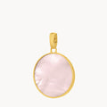 Pink Protection Stone Mother Pearl Pendant, Gold