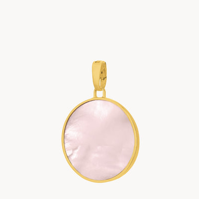 Pink Protection Stone Mother Pearl Pendant, Gold