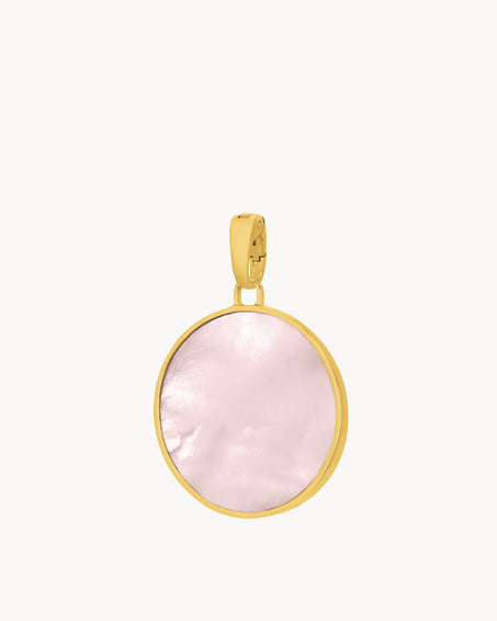 Pink Protection Stone Mother Pearl Pendant, Gold