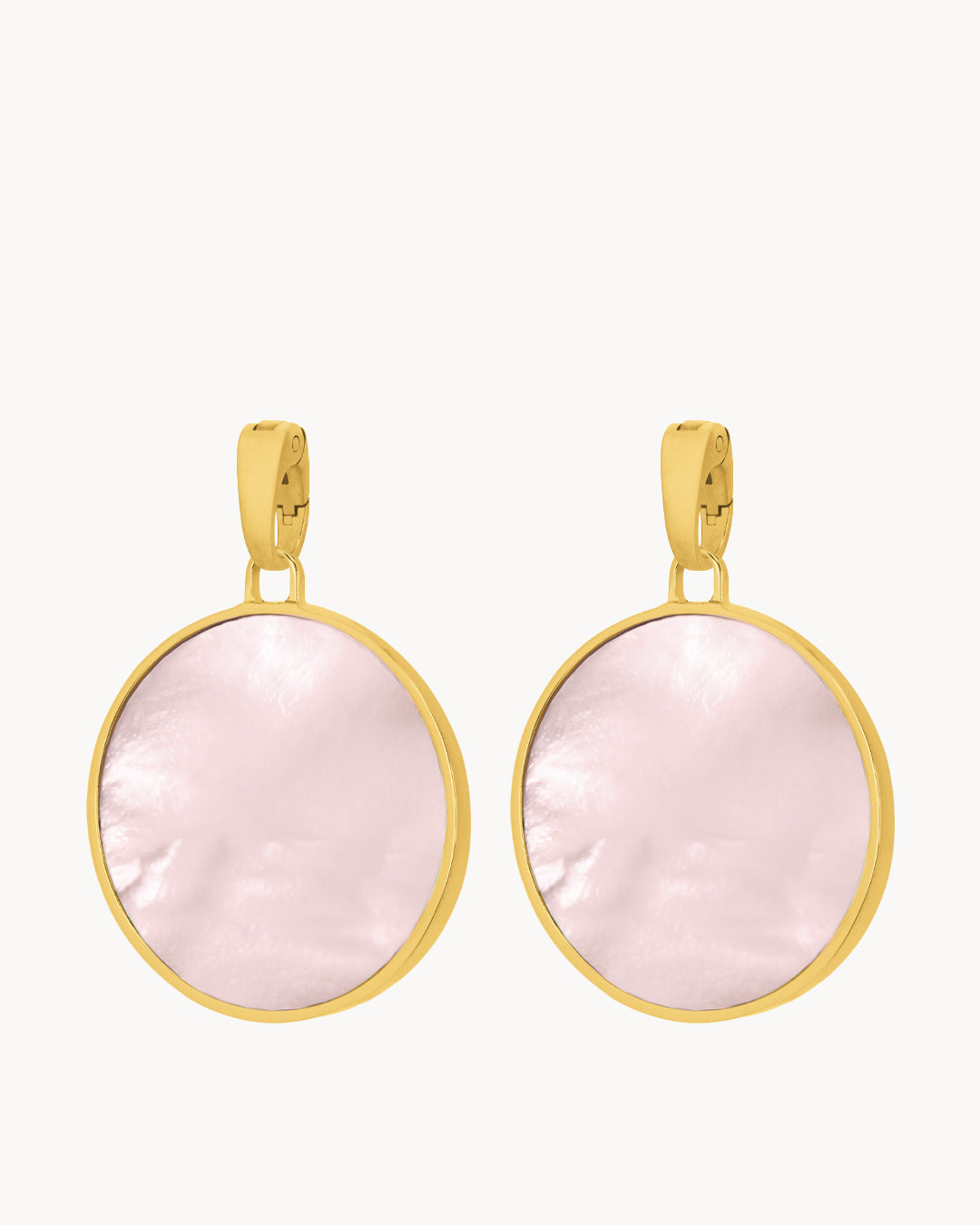 Pink Protection Stone Mother Pearl Pendant, Gold Earring Pendants