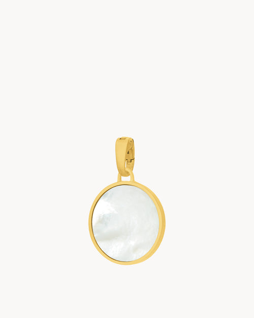 Pendentif en forme de perle de mère avec pierre de protection, doré