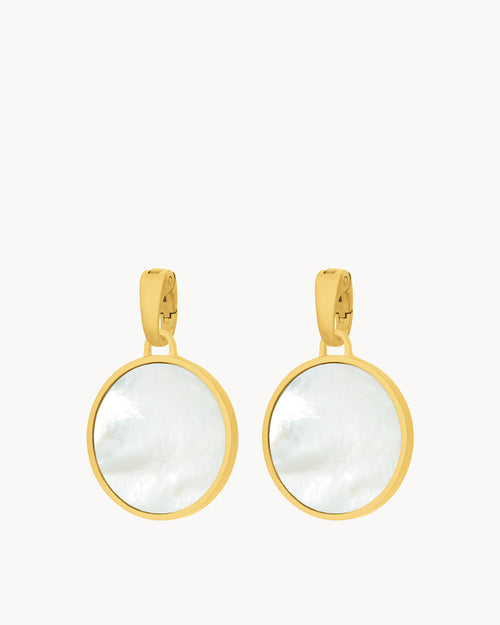 Dainty Protection Stone Mother Pearl Dainty Statement Pendant, Gold Earring Pendants