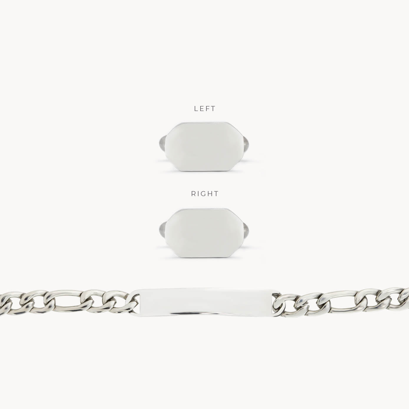 Men's Cufflinks and Bracelet Gift Set, SIlver