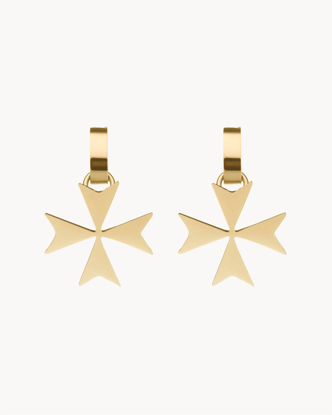 Maltese Cross Earring Pendants, Gold