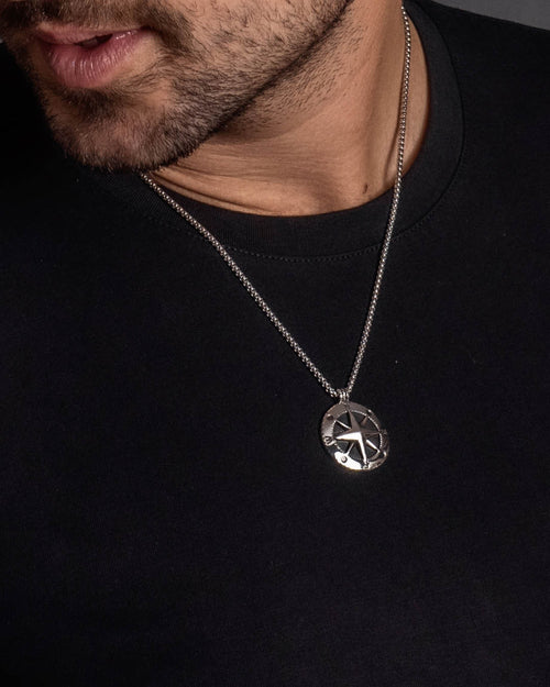 Kompass-Halskette, Silber