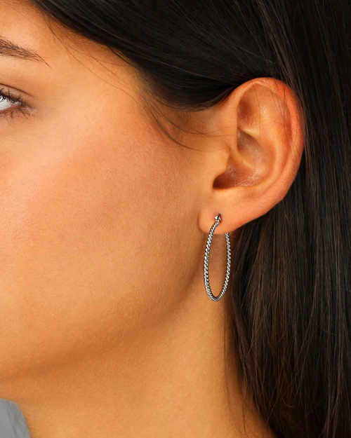 Aros de cuerda grandes, plateado