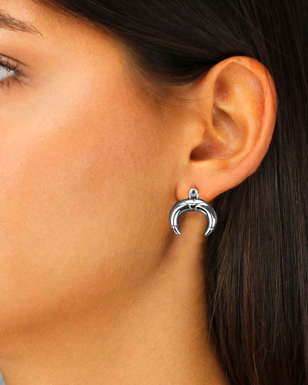 Pin Earrings, Silver