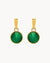 Confidence Stone Emerald Cateye Ħabbata Earring Pendants, Gold