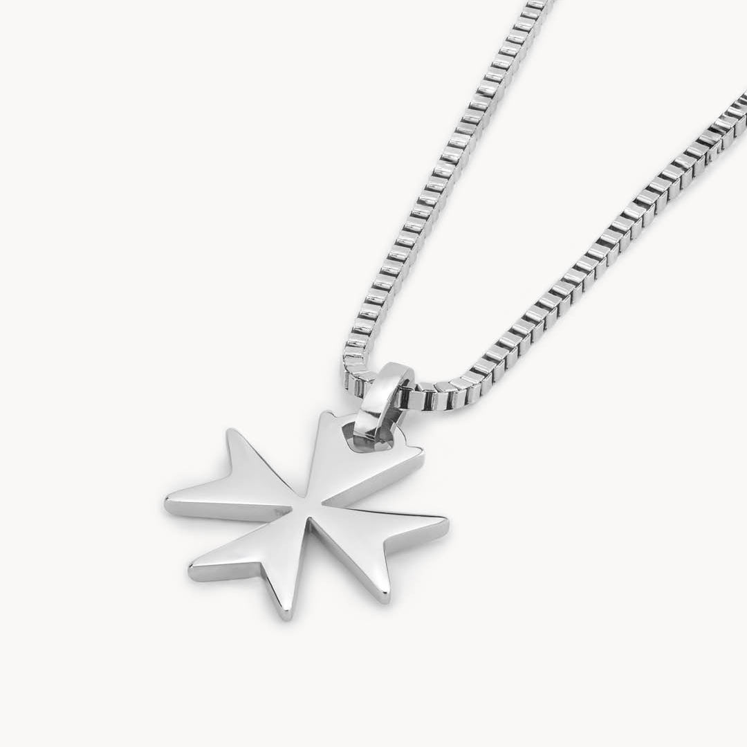 Maltese Cross Men's Necklace, Silver