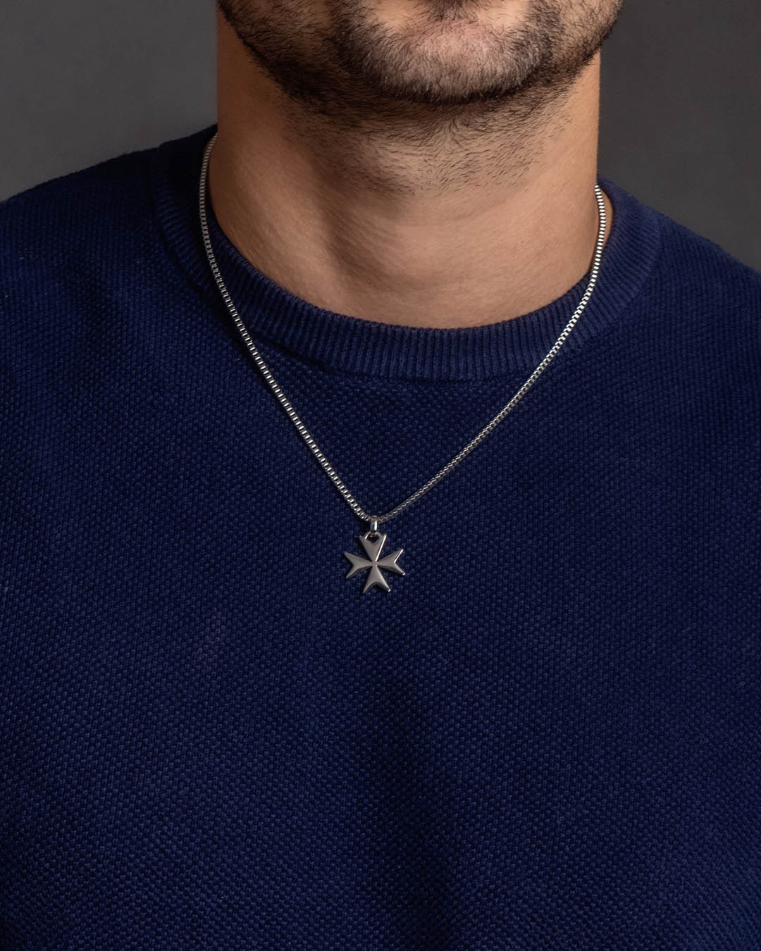 Maltese Cross Necklace, Silver