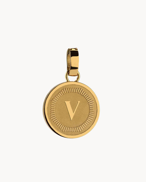 V Initial Munita Pendant, Gold