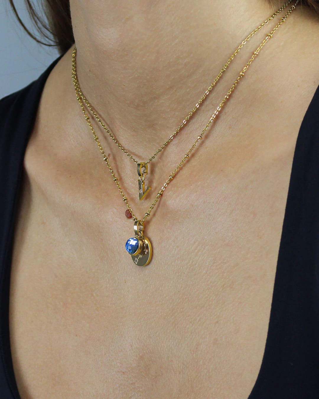 September Birthstone Wisdom Dainty Signature Pendant, Gold
