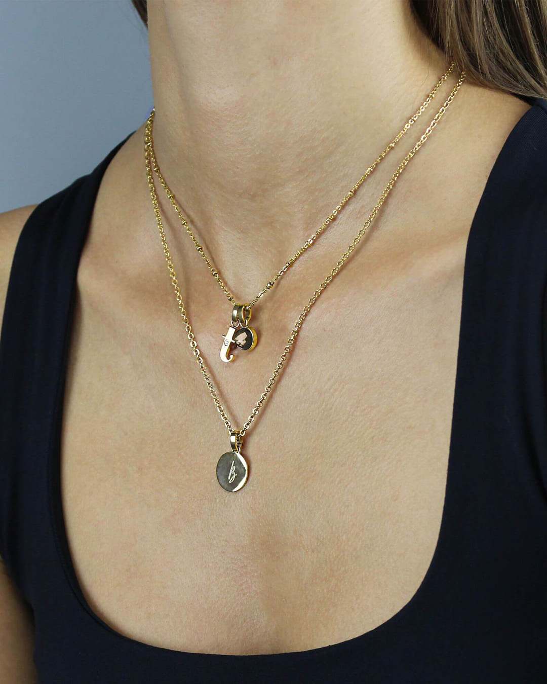 October Birthstone Love Dainty Signature Pendant, Gold